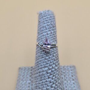 Size 5.75 Sterling Silver Marquise Pink Cubic Zirconia Gem Ring A4757